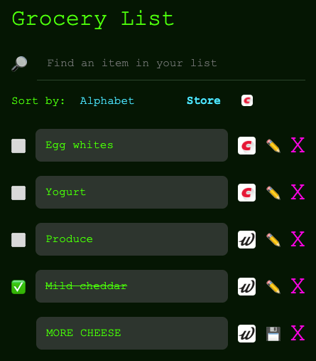 grocery app screenshot